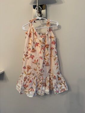 Poupette St. Barth White Dress with Pink, Mustard & Teal Embroidery